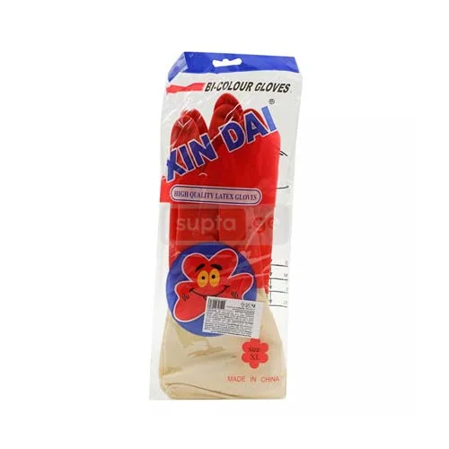 rubber glove red in white XL